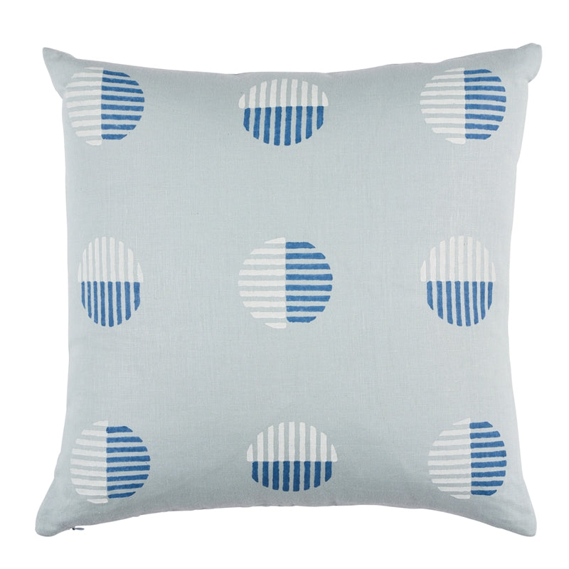 So18000005 | Ando Block Print 20" Pillow, Chambray - Schumacher Furniture and Accessories