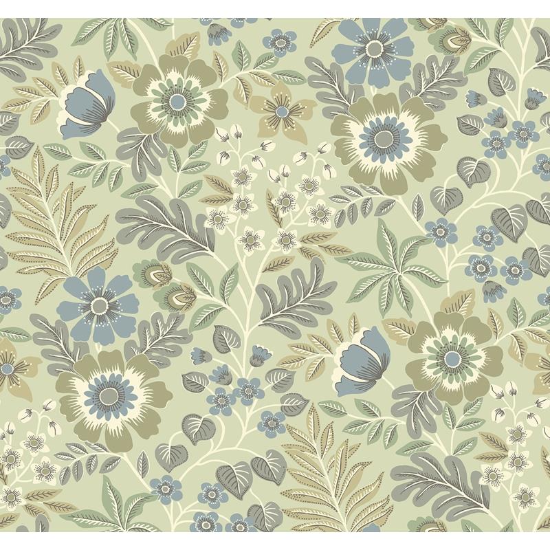 Sample 2970-87532 Revival, Voysey Green Floral Wallpaper by A-Street Prints Wallpaper