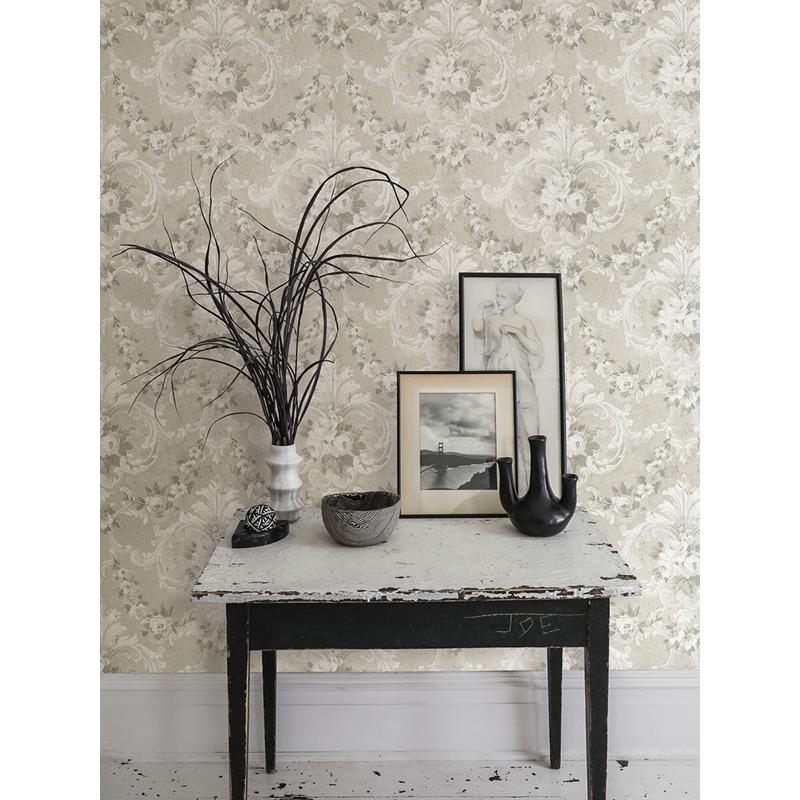 Shop AST4065 Zio and Sons This Old Hudson Timeless Grey Rose Damask Grey A-Street Prints Wallpaper