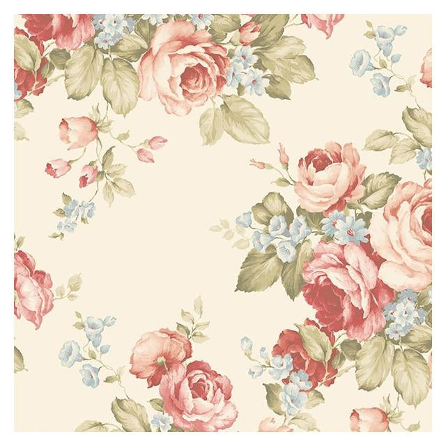 Search AB27614 Flourish (Abby Rose 4) Neutral Grand Floral Wallpaper in Cream Reds Blues & Greens by Norwall Wallpaper