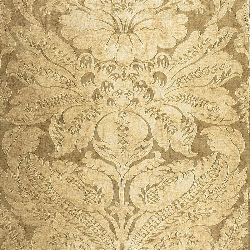 Purchase sample of 65872 Cordwain Damask, Gilt by Schumacher Fabric