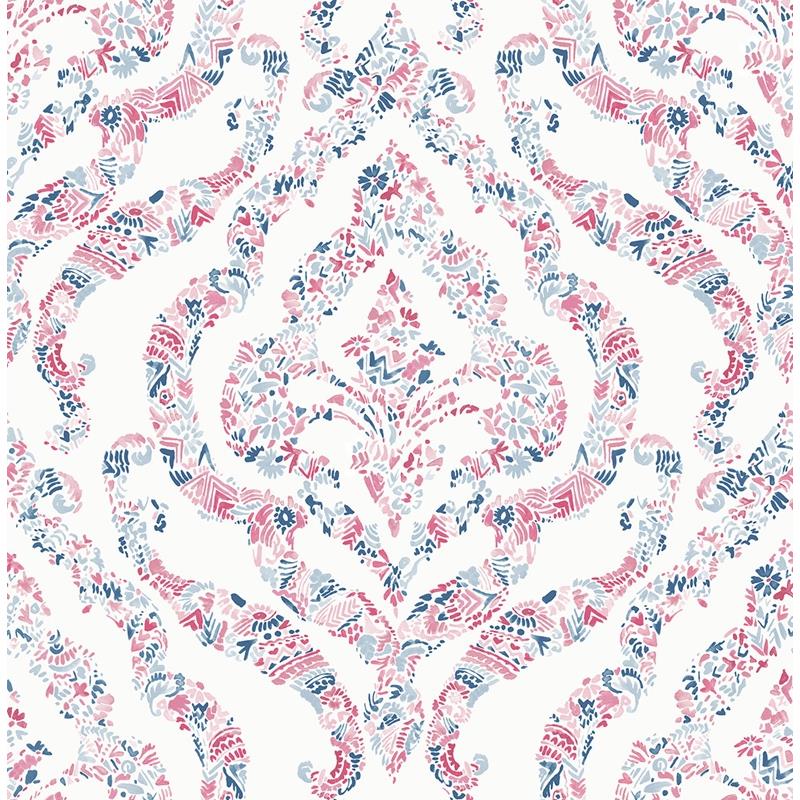 Purchase 2901-25400 Perennial Featherton Coral Floral Damask A Street Prints Wallpaper