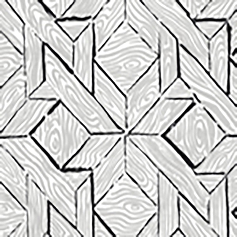 Sample 6280-05CWP Parquetry, Gray Black on Almost White by Quadrille Wallpaper