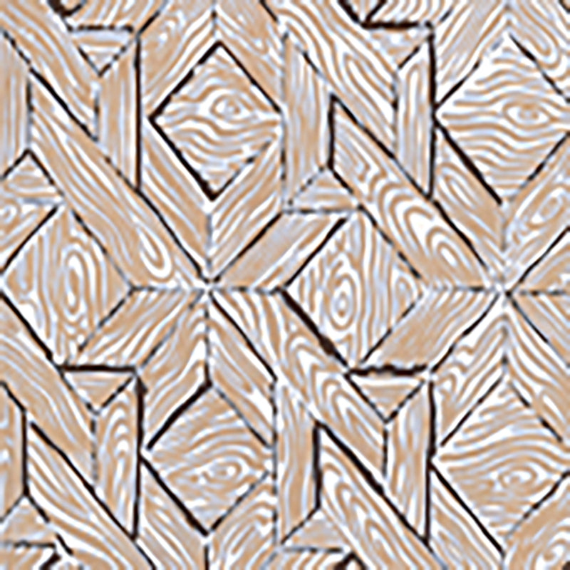 Sample 6280-02WP Parquetry, Brown Taupe on White by Quadrille Wallpaper