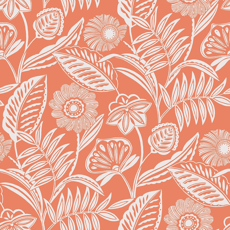 Sample 2969-87528 Pacifica, Alma Coral Tropical Floral by A-Street Prints Wallpaper