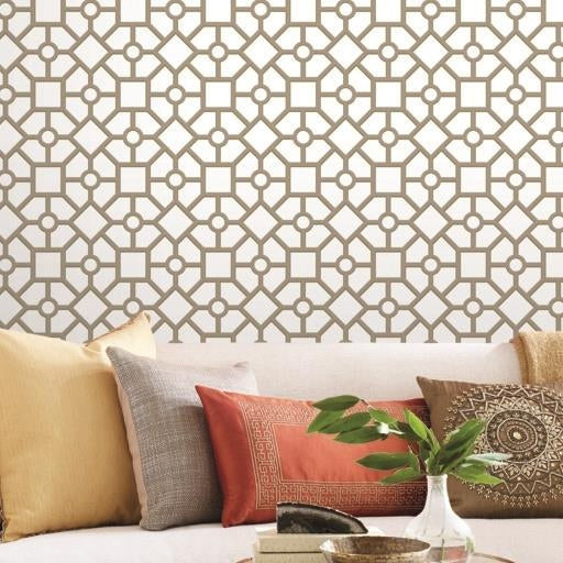 Buy Psw1026Rl Tropics Geometric Gold Peel And Stick Wallpaper