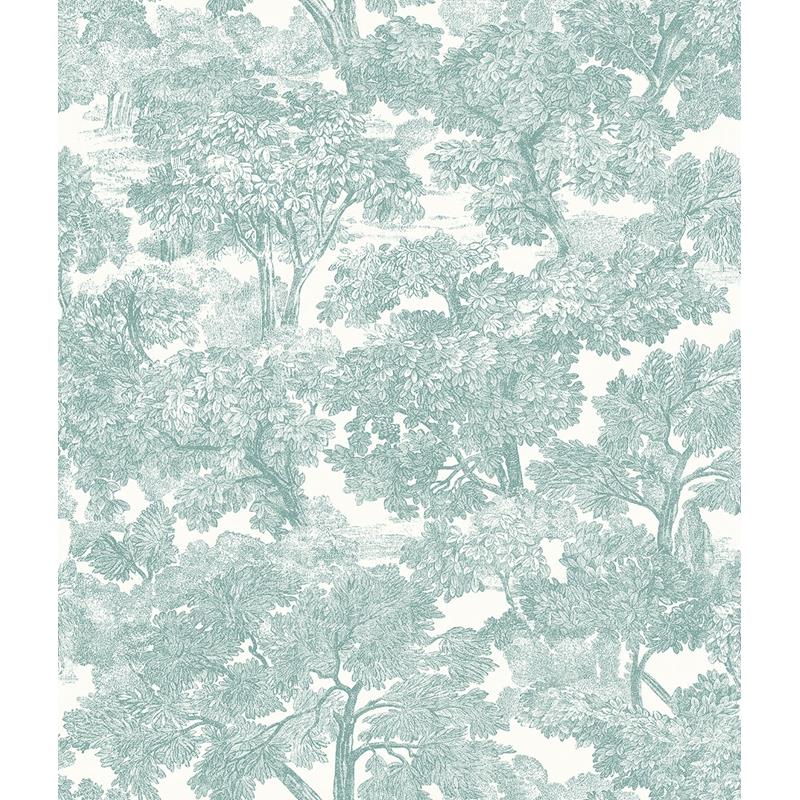 Sample 3115-12545 Farmhouse, Spinney Teal Toile by Chesapeake Wallpaper