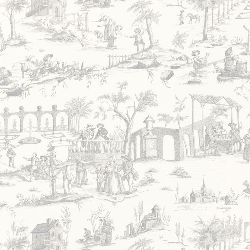 Purchase sample of 175171 Siena Toile, Pewter by Schumacher Fabric