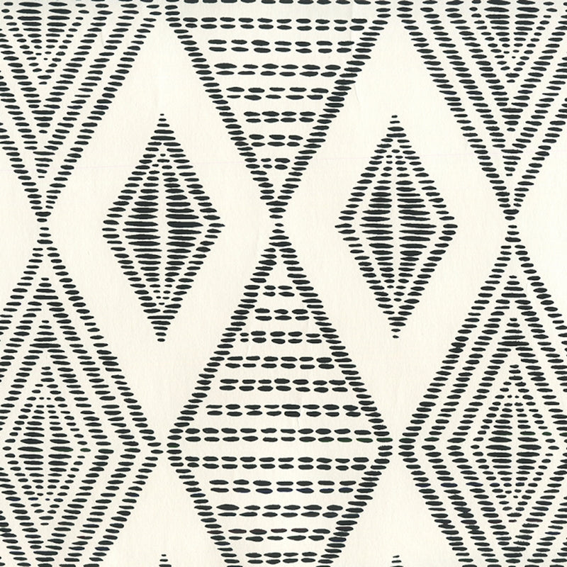 Sample AP850-11 Safari Embroidery, Black on Almost White by Quadrille Wallpaper