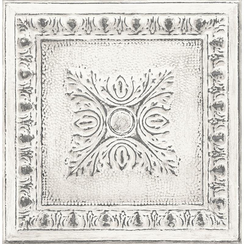 Sample 2922-24031 Trilogy, Hillman White Ornamental Tin Tile by A-Street Prints Wallpaper
