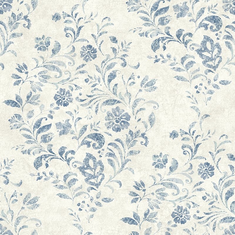 Order 4072-70006 Delphine Isidore Blue Scroll Wallpaper Blue by Chesapeake Wallpaper