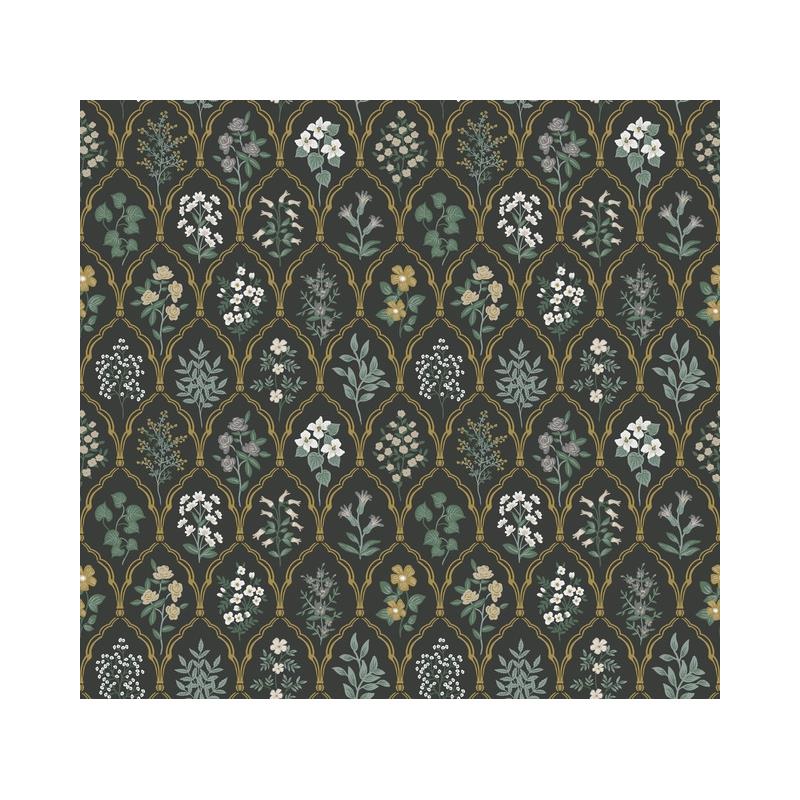 Sample RI5133 Rifle Paper Co. Hawthorne Black York Wallpaper