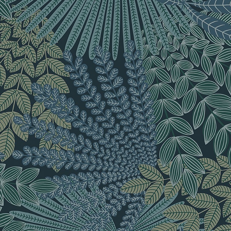 Looking 2261 Velvet Leaves Spruce And Blue by Borastapeter Wallpaper