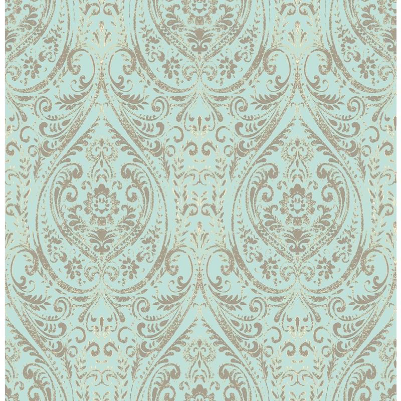 Sample NU2079 Nomad Damask, Flowers Peel and Stick Wallpaper