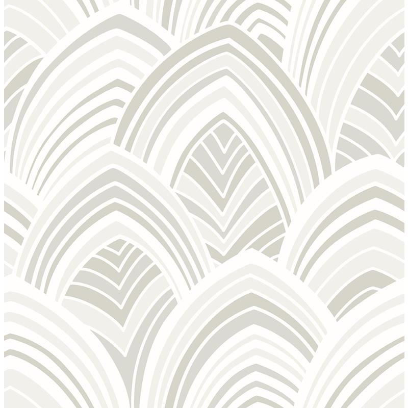 Sample 2969-87352 Pacifica, CABARITA White Art Deco Leaves by A-Street Prints Wallpaper