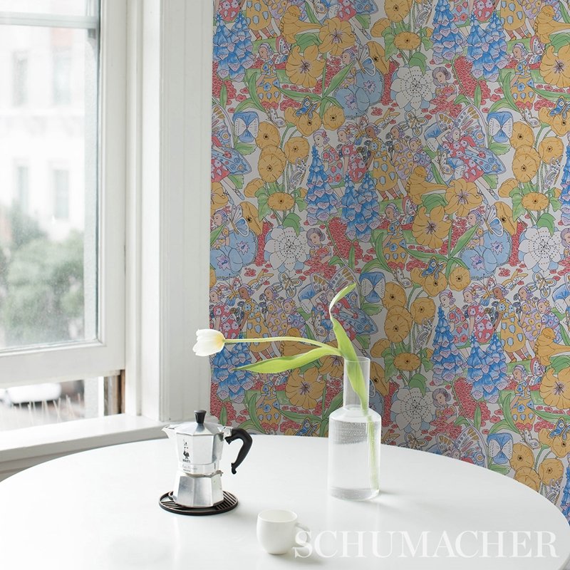 Select 5013541 Fairie Garden Yellow And Ivory Schumacher Wallcovering Wallpaper