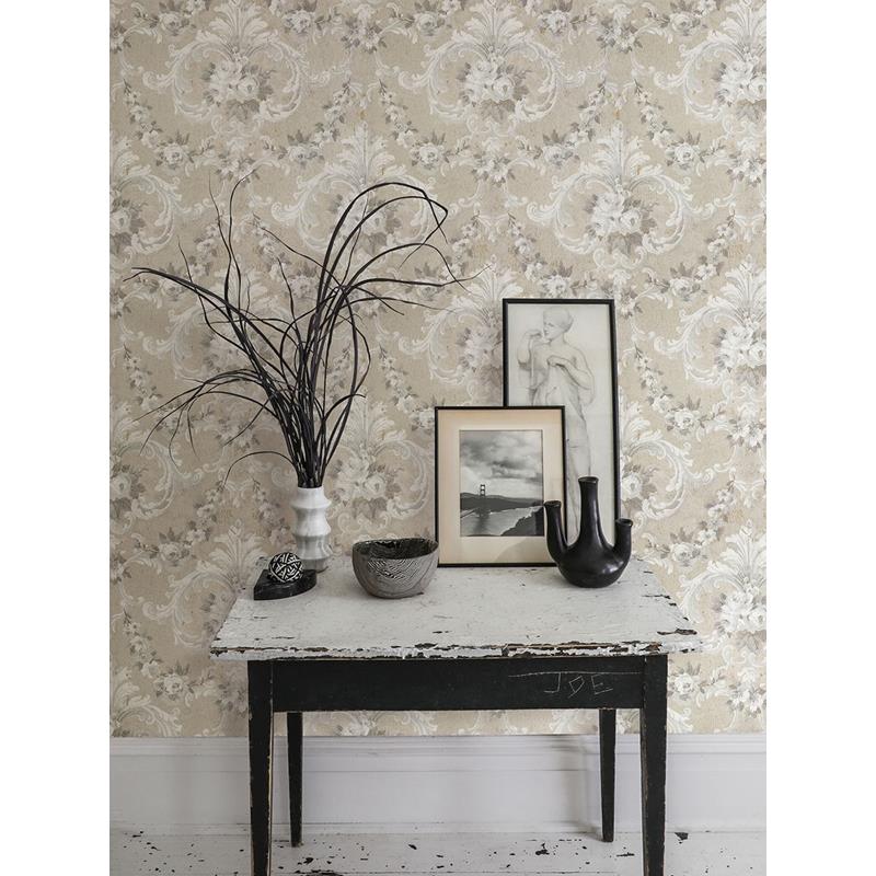 Acquire AST4064 Zio and Sons This Old Hudson Natural Neutral Rose Damask Neutral A-Street Prints Wallpaper