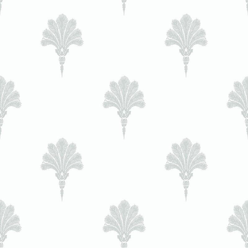 Sample MB31617 Beach House Summer Fan, Daydream Gray Feathers by Seabrook Wallpaper