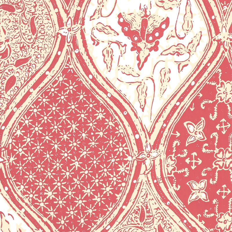 Save 6630-07WP Balinese Batik Shrimp Cream on White by Quadrille Wallpaper