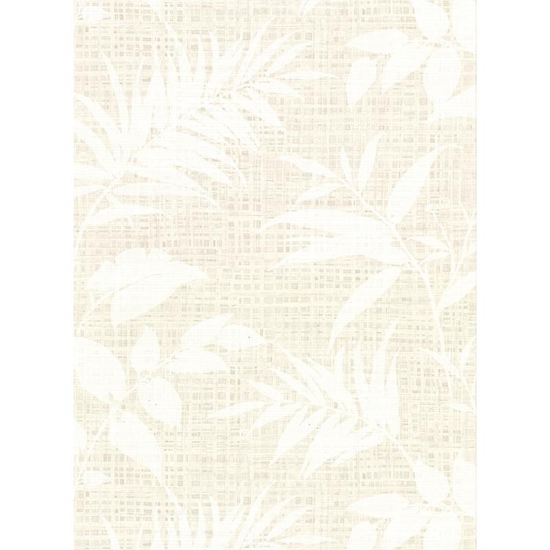 Sample 2921-50807 Warner Textures IX 2754 Main Street, Chandler White Botanical Faux Grasscloth Wallpaper b
