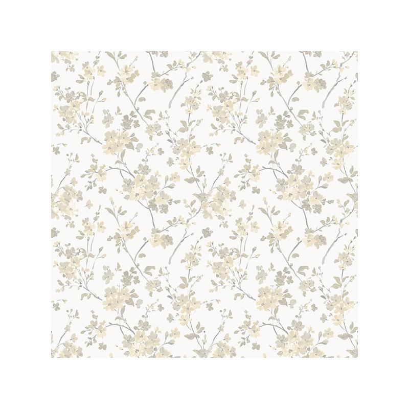 Sample 3122-10903 Flora and Fauna Glinda Light Yellow Floral Trail by Chesapeake Wallpaper
