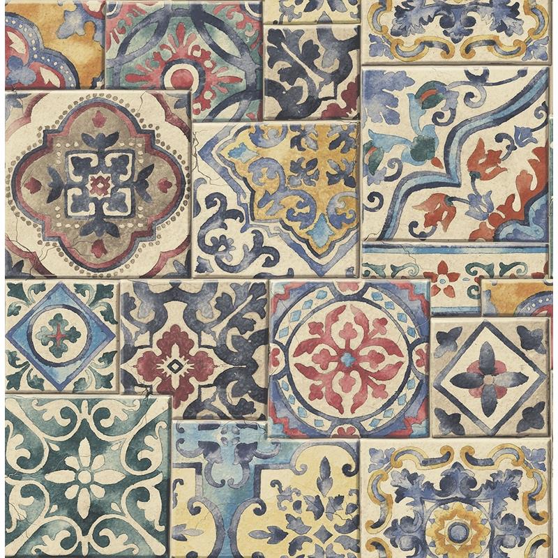 Find 2922-22301 Trilogy Estrada Multicolor Marrakesh Tiles Multicolor A-Street Prints Wallpaper