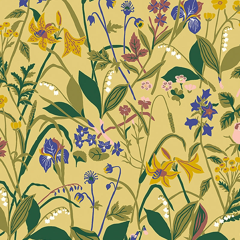 Sample 1963 Ros Och Lilja, Ochre By Borastapeter Wallpaper