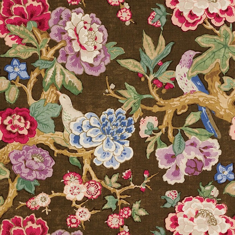 Purchase sample of 175870 Bermuda Blossoms, Cocoa by Schumacher Fabric