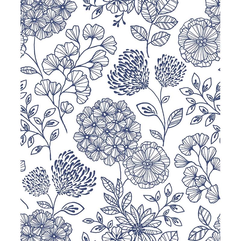 Sample 2975-26205 Scott Living II, Ada Blue Floral by A-Street Prints Wallpaper