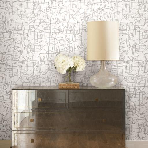 Purchase Psw1048Rl Line Art Geometrics Grey Peel And Stick Wallpaper