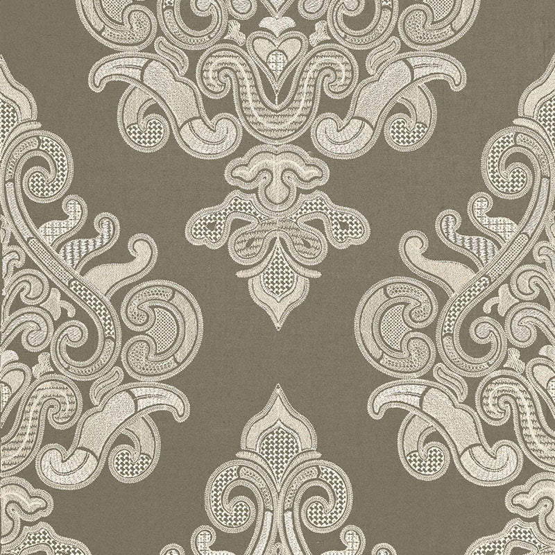 Purchase sample of 67580 Angkor Embroidery, Peat by Schumacher Fabric