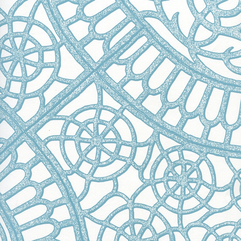 Sample CP1030W-04 Camelot, Turquoise On White by Quadrille Wallpaper