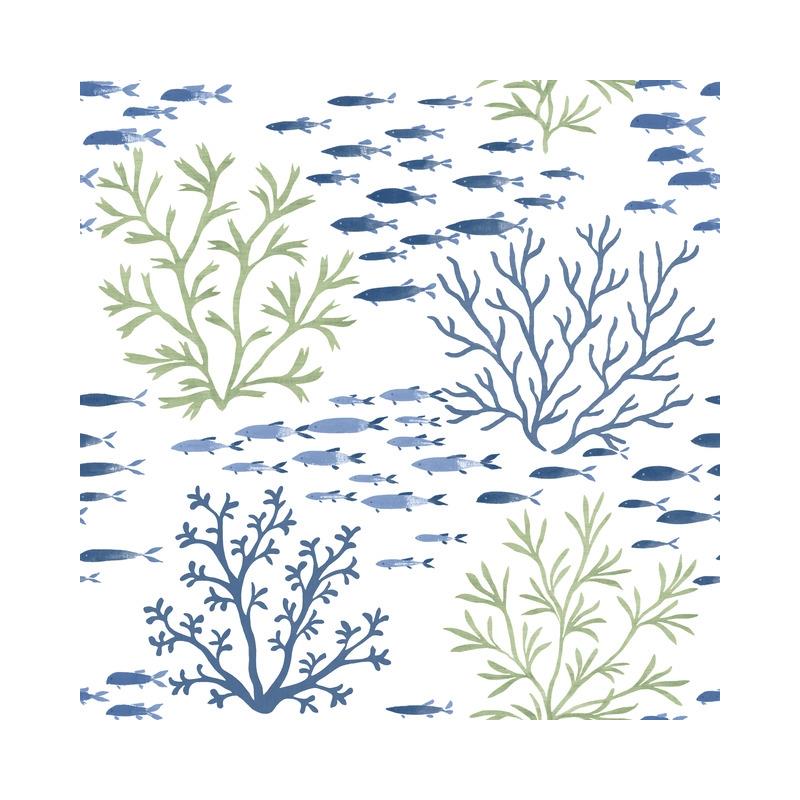 Sample CV4404 Water's Edge Resource Library, Marine Garden Green/Blue York Wallpaper