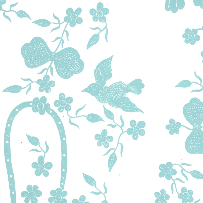Sample 5050-02WP Birds Ii, New Blue on White by Quadrille Wallpaper