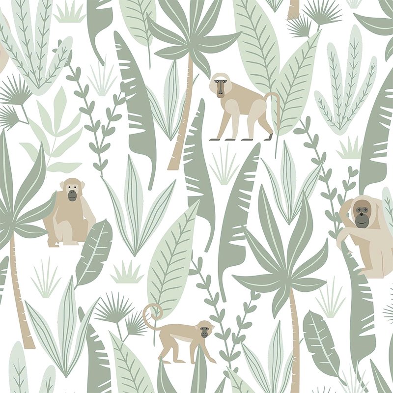 4060-139071 Fable Kiki Light Green Monkeys Wallpaper by Chesapeake,4060-139071 Fable Kiki Light Green Monkeys Wallpaper by Chesapeake2
