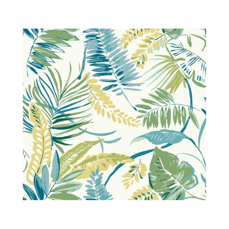 Sample TC2626 Tropics Resource Library, Tropical Toss Aqua/Yellow York Wallpaper