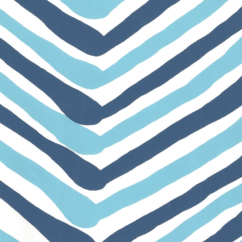 Sample AP950-04 Zig Zag Multi Color, New Blue Navy on Almost White by Quadrille Wallpaper