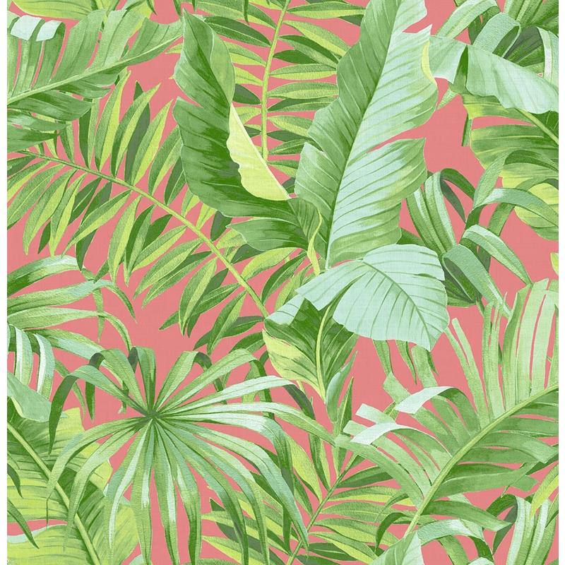 View 2969-26055 Pacifica Alfresco Coral Tropical Palm Coral A-Street Prints Wallpaper