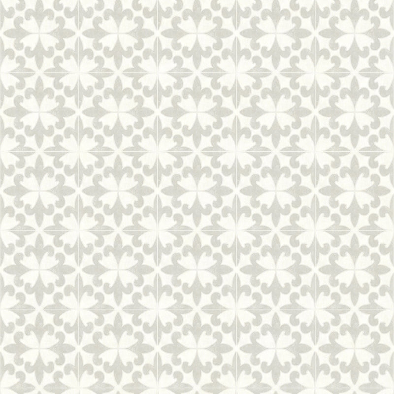Sample 4072-70034 Delphine, Remy Light Grey Fleur Tile Wallpaper by Chesapeake