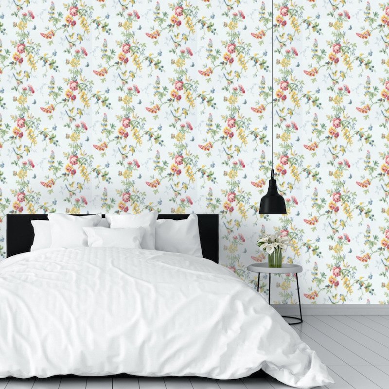 Purchase 5004362 Chickadee Floral Sky by Schumacher Wallpaper