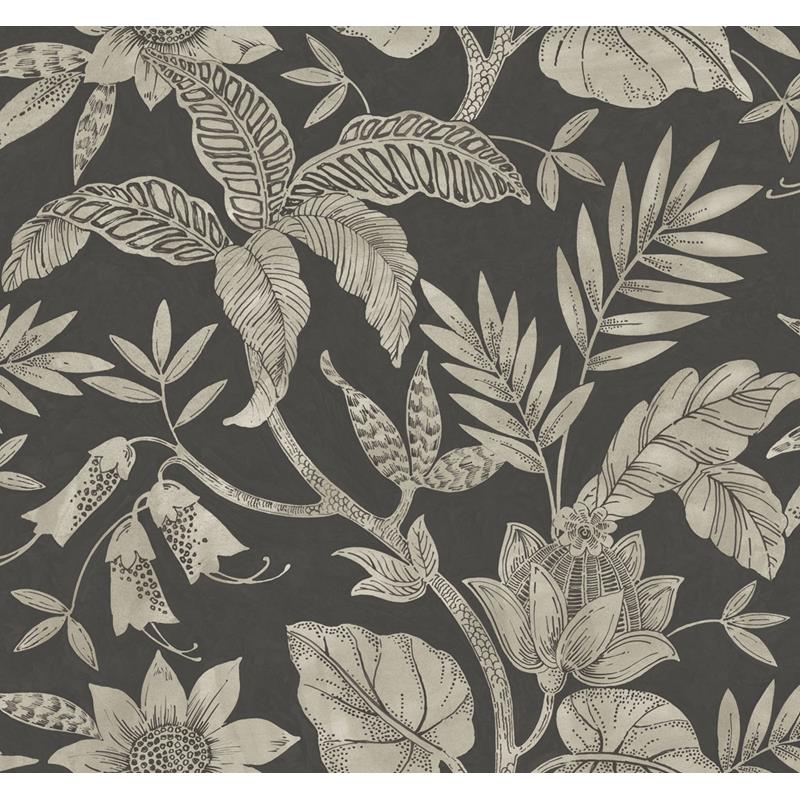 View RY30200 Boho Rhapsody Rainforest Leaves Brown by Seabrook Wallpaper