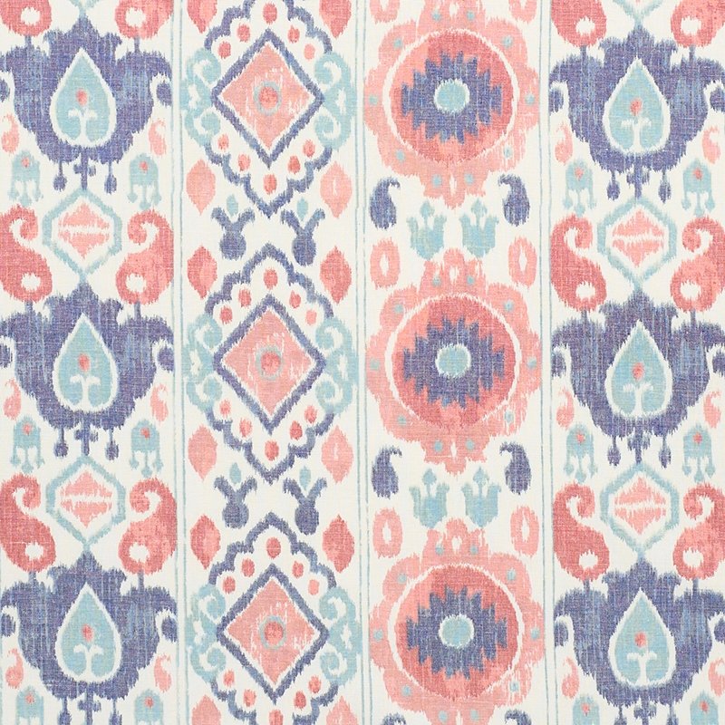 Purchase sample of 179052 Elizia Ikat, Rose & Indigo by Schumacher Fabric