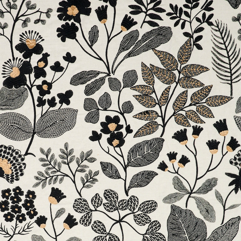 Purchase sample of 78312 Emaline Embroidery, Black by Schumacher Fabric