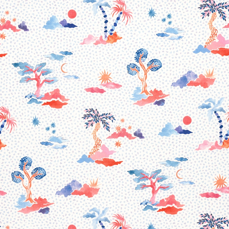 Purchase sample of 180190 Valletta, Sky And Pink by Schumacher Fabric