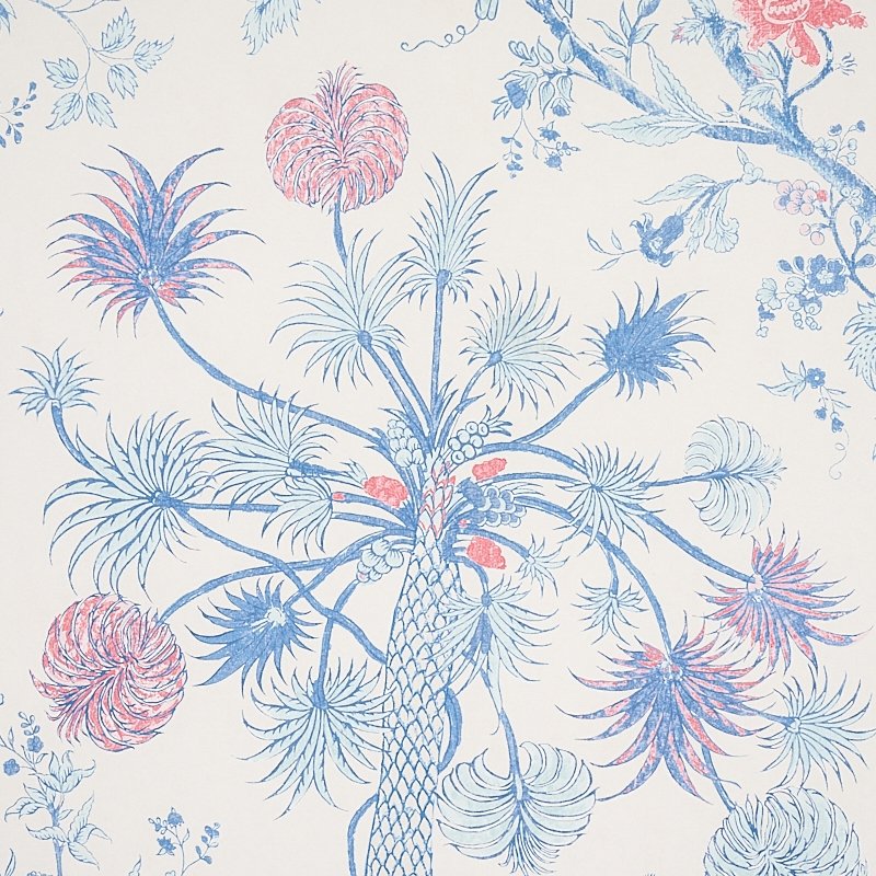 Purchase 5012330 Amaltas Panel Blue and Red Schumacher Wallcovering Wallpaper