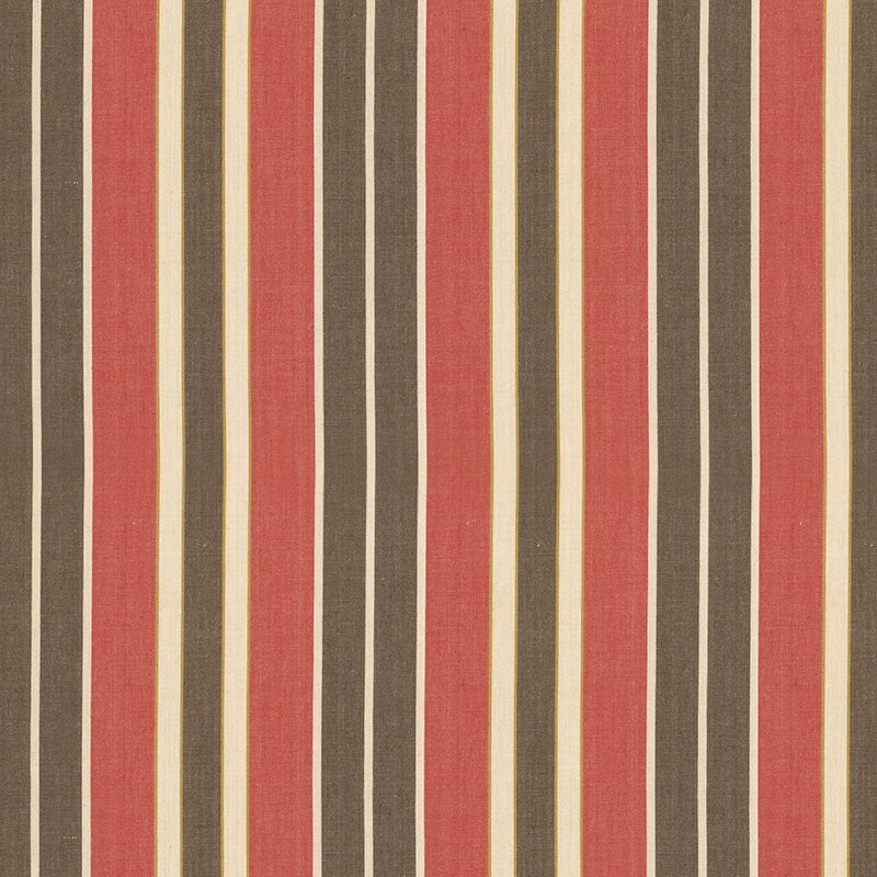 Purchase sample of 62994 Beacon Cotton Stripe, Red/Java/Beige by Schumacher Fabric