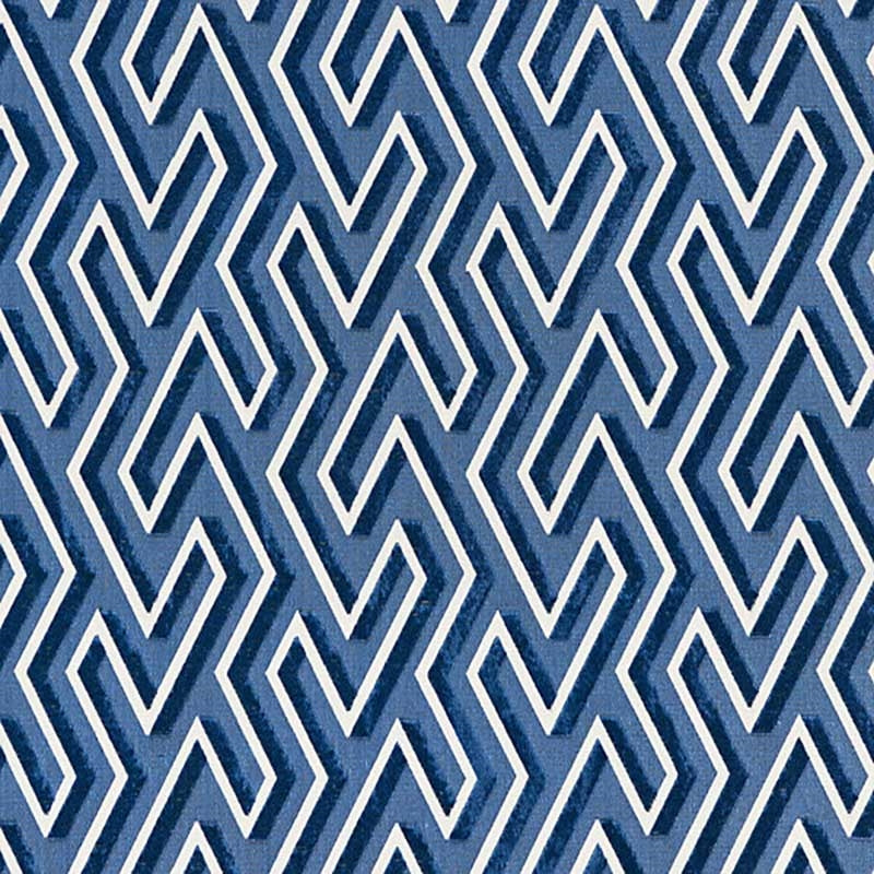 Sample SC 000327237 Maze Velvet, Cobalt by Scalamandre Fabric
