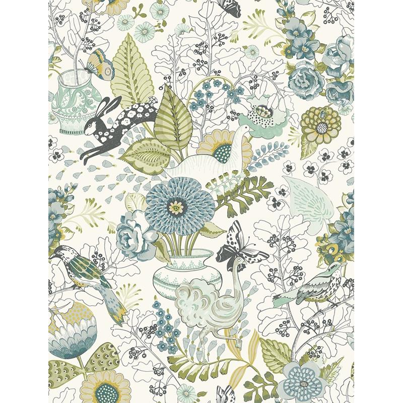 Sample 2821-12803 Folklore. Whimsy, Green by A-Street Wallpaper