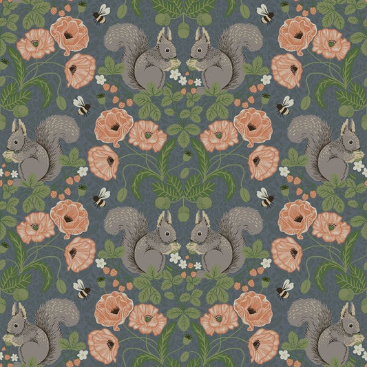 Buy 2999-44122 Annelie Kurre Blue Woodland Damask Blue Coral A-Street Prints Wallpaper