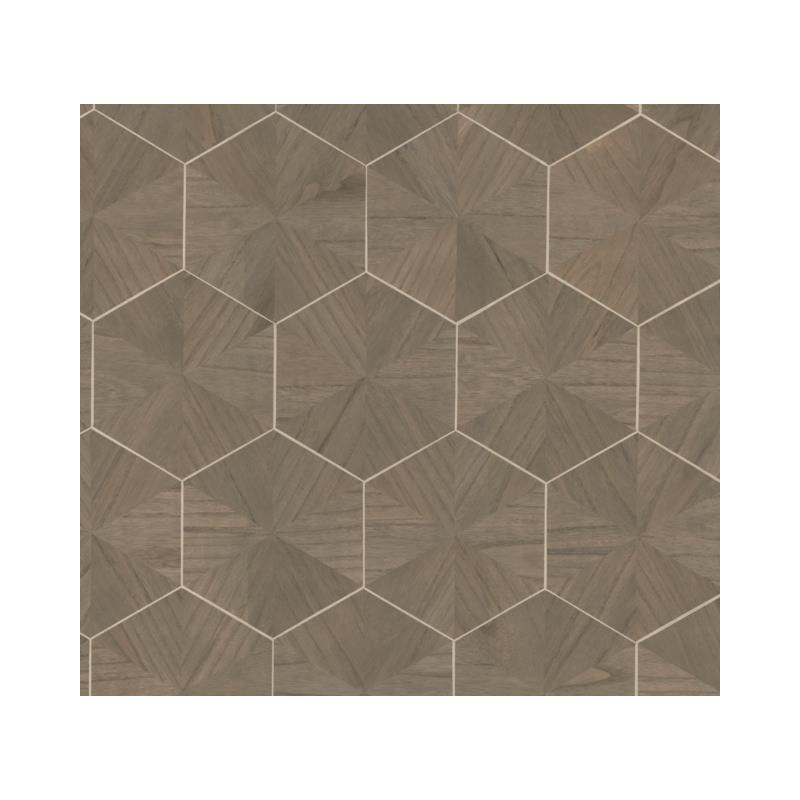 Sample HO2102 Ronald Redding Traveler Hexagram Wood Veneer Brown Ronald Redding Wallpaper